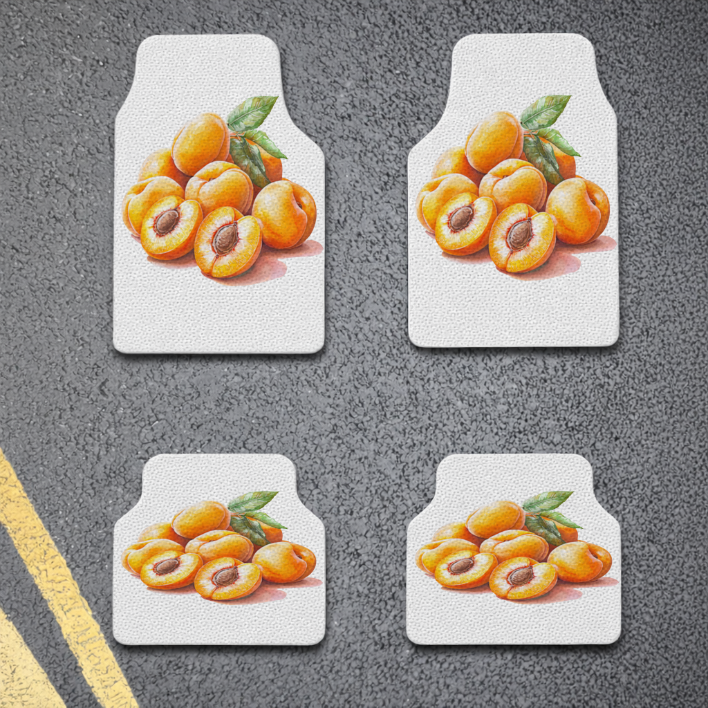 Watercolor Apricot and Leaves Car Floor Mats