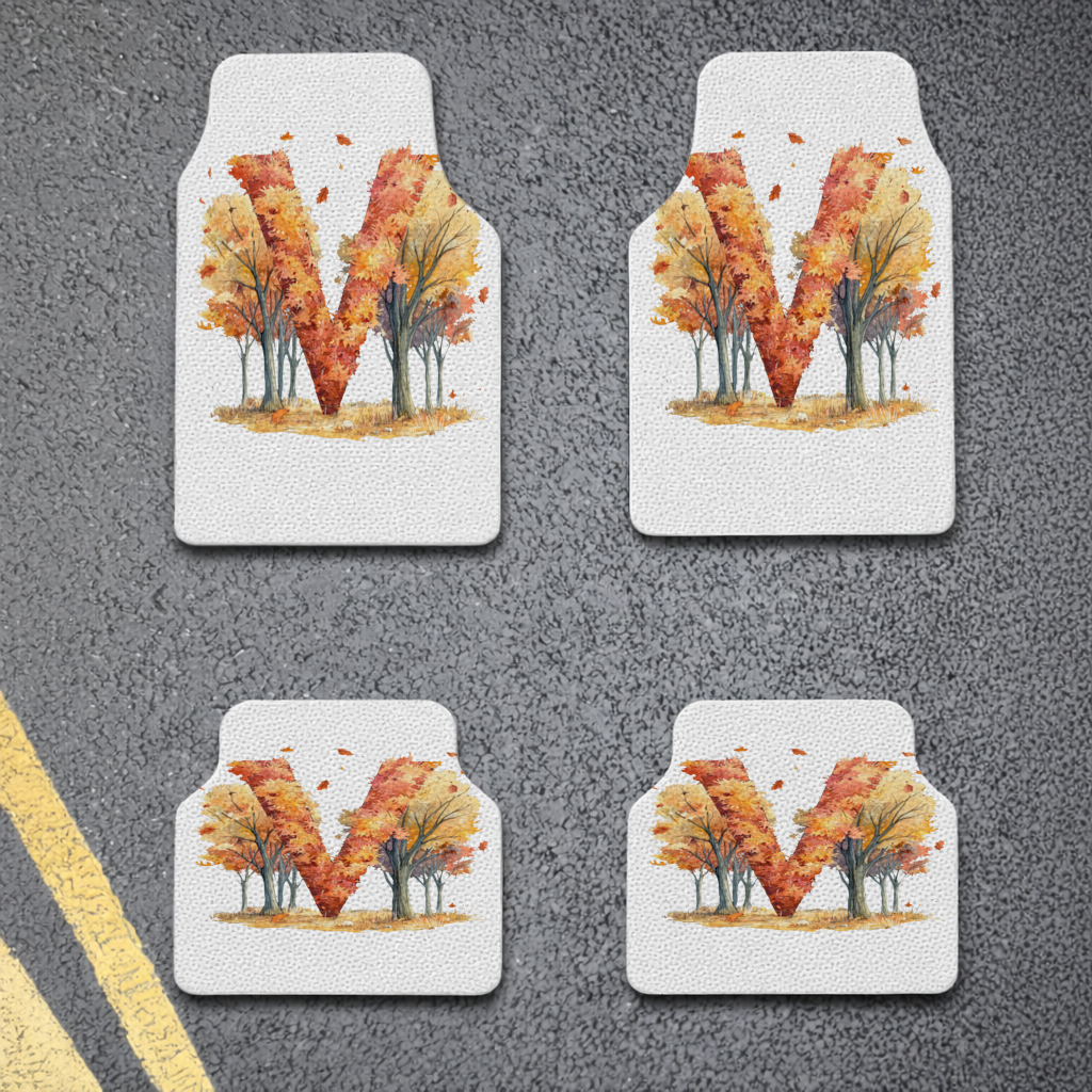 Orange Autumn Forest Letter M Car Floor Mats