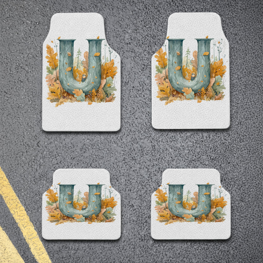 Autumn Woodland Initial Letter U Car Floor Mats