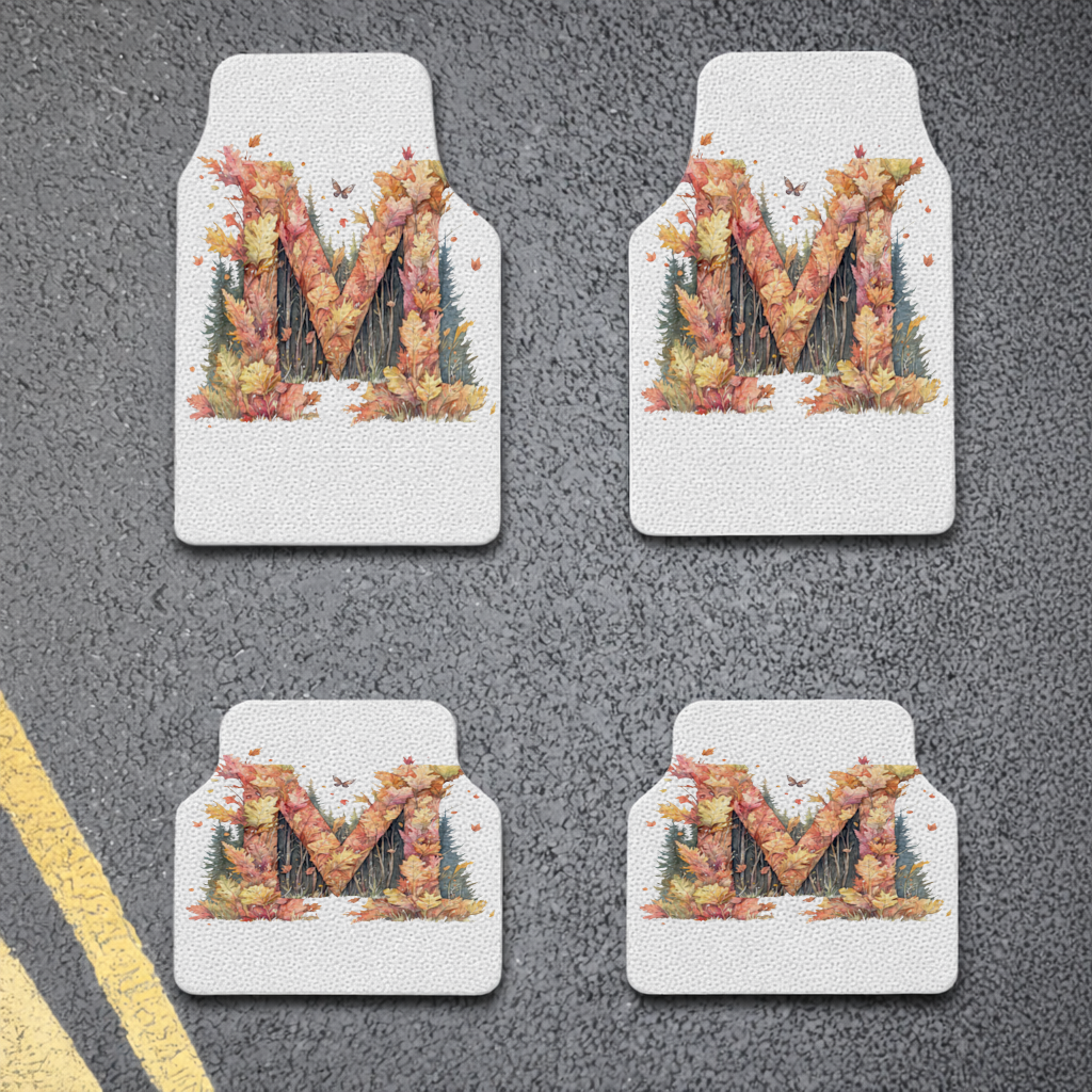 Autumn Letter M With Fall Leaves Car Floor Mats