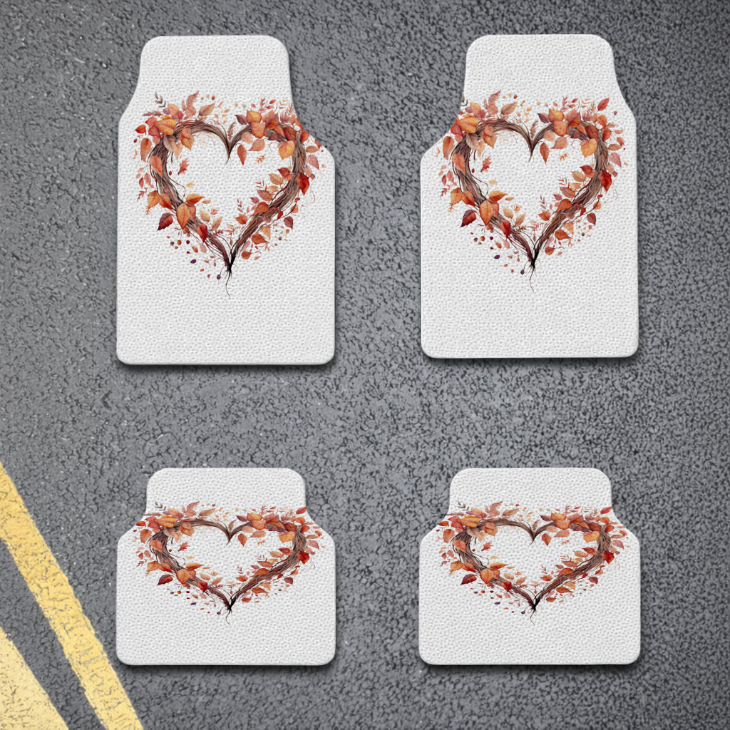 Autumn Leaves Heart Wreath Car Floor Mats
