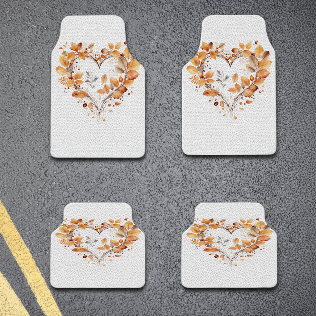 Orange Autumn Leaves Heart Car Floor Mats
