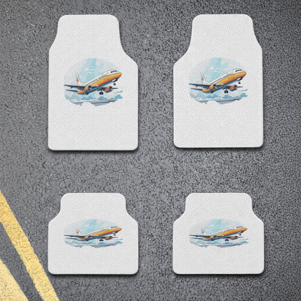 Retro Orange Commercial Airplane Car Floor Mats
