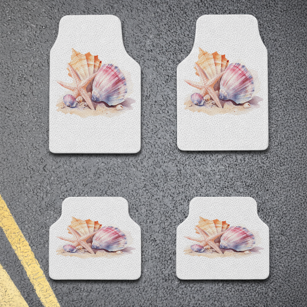 Watercolor Coastal Seashells Car Floor Mats