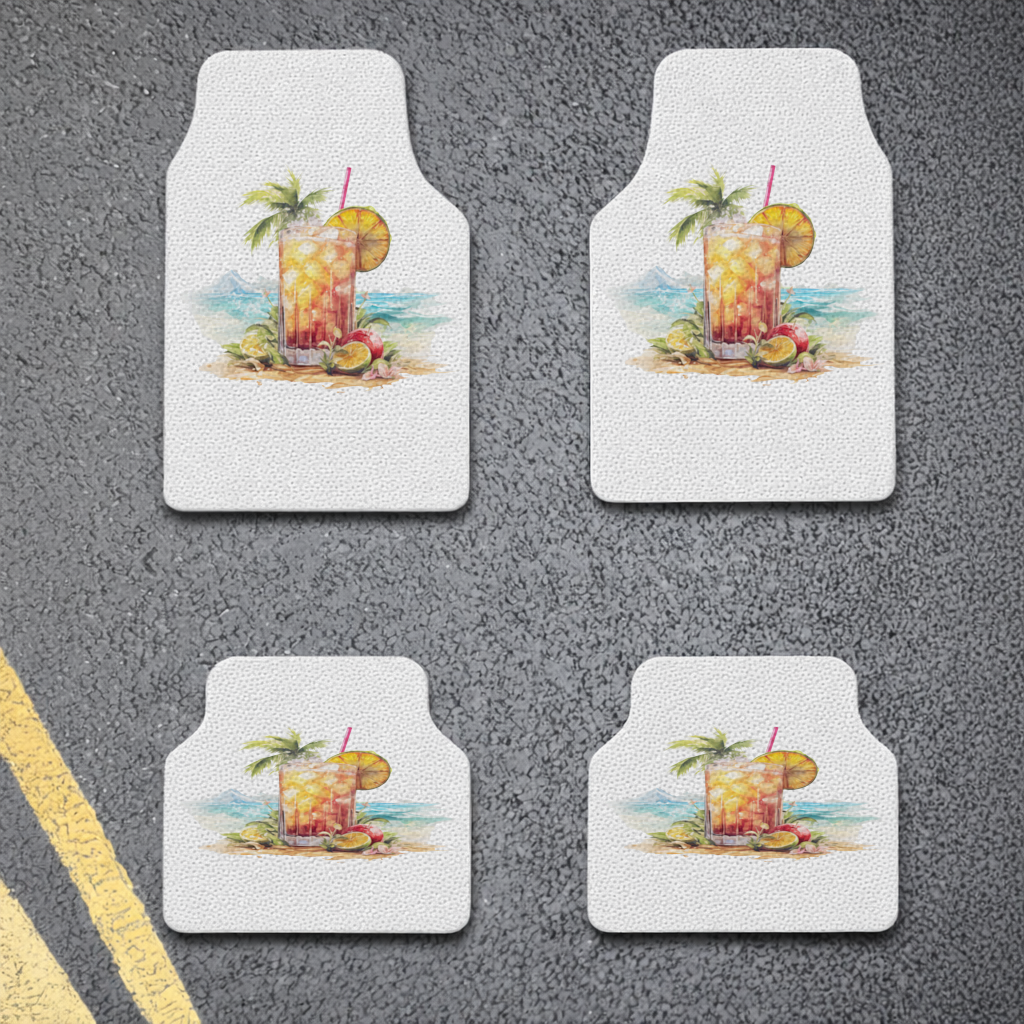 Tropical Island Beach Cocktail with Fruit Car Floor Mats