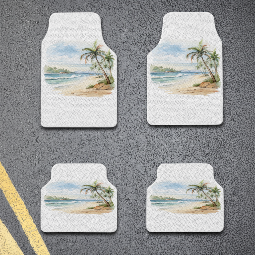 Tropical Palm Tree Beach Car Floor Mats