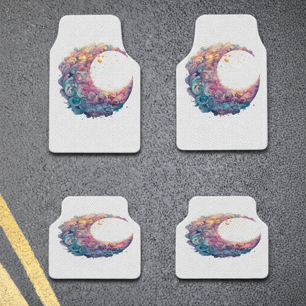 Colorful Swirled Celestial Moon Car Floor Mats