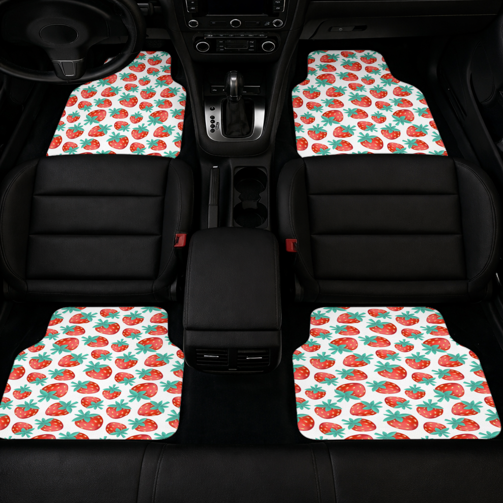Vibrant Red Strawberry Summer Pattern Car Floor Mats