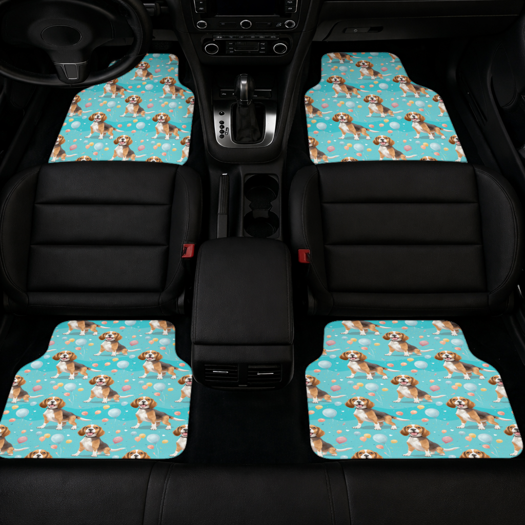 Cute Beagle Dog and Colorful Balloons Seamless Pattern Car Floor Mats