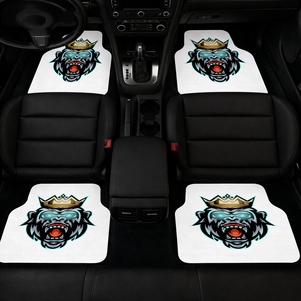 Angry Gorilla King with Crown Graphic - Neon Mascot Design Car Floor Mats