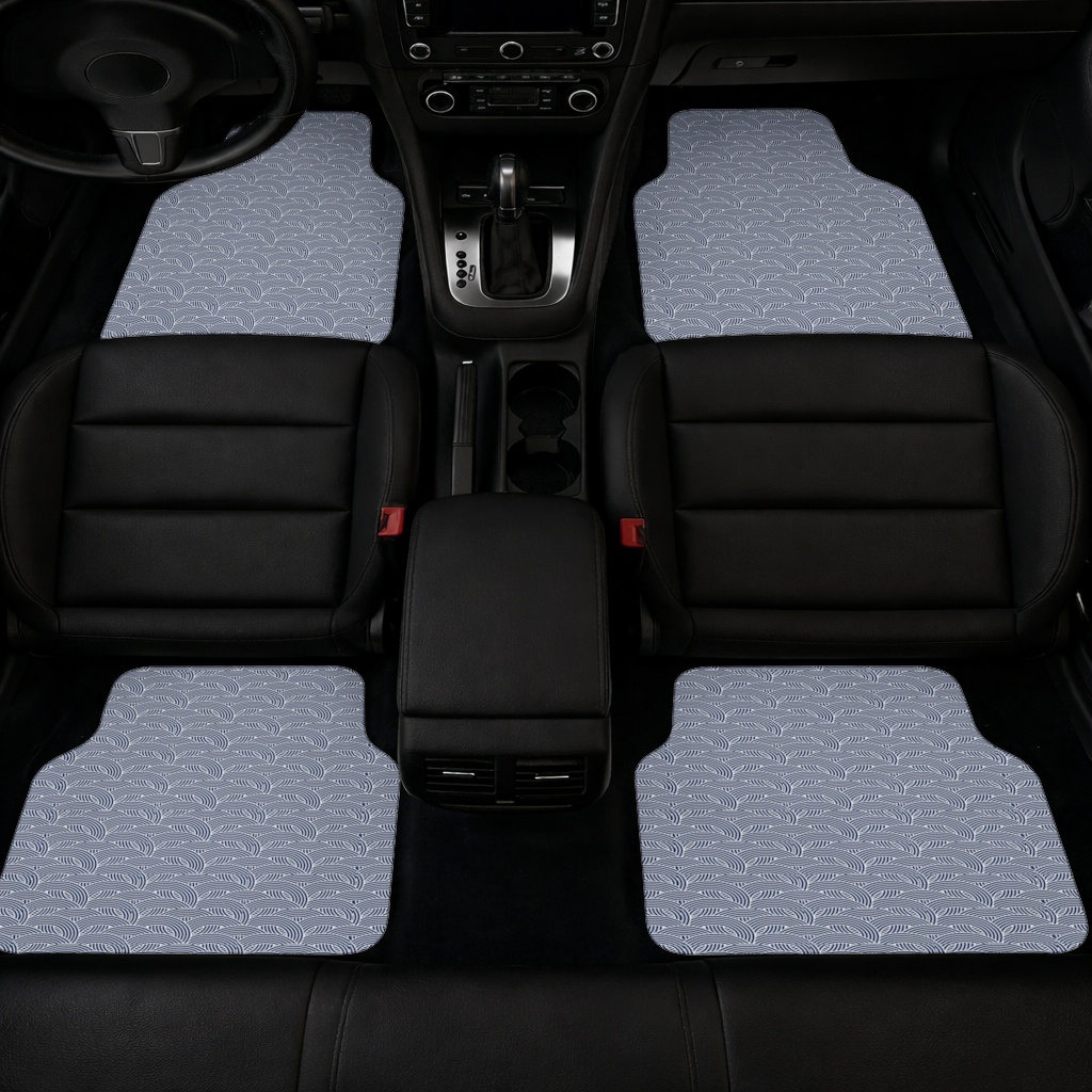 Navy and White Semi Circle Geometric Pattern Car Floor Mats