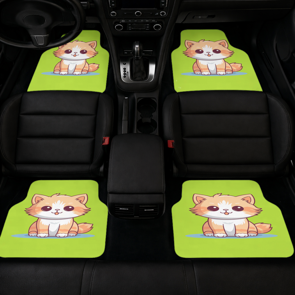 Cute Orange Cat Illustration Car Floor Mats