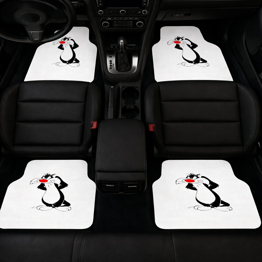 Funny Cartoon Cat Illustration Car Floor Mats