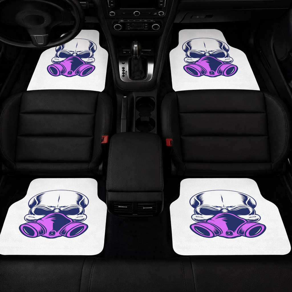 Skull with Gas Mask Illustration Modern and Edgy Design Car Floor Mats