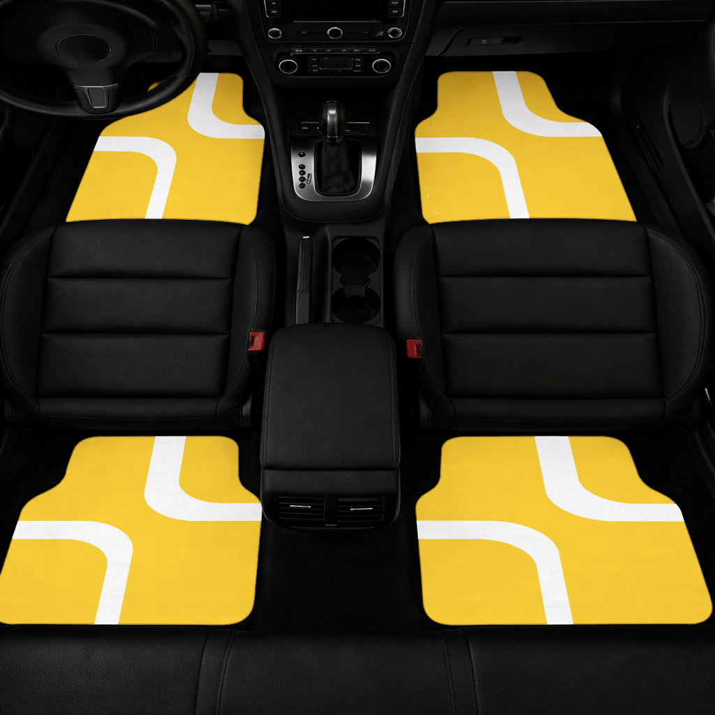 Yellow Geometric Labyrinth and Modern Abstract Pattern Car Floor Mats