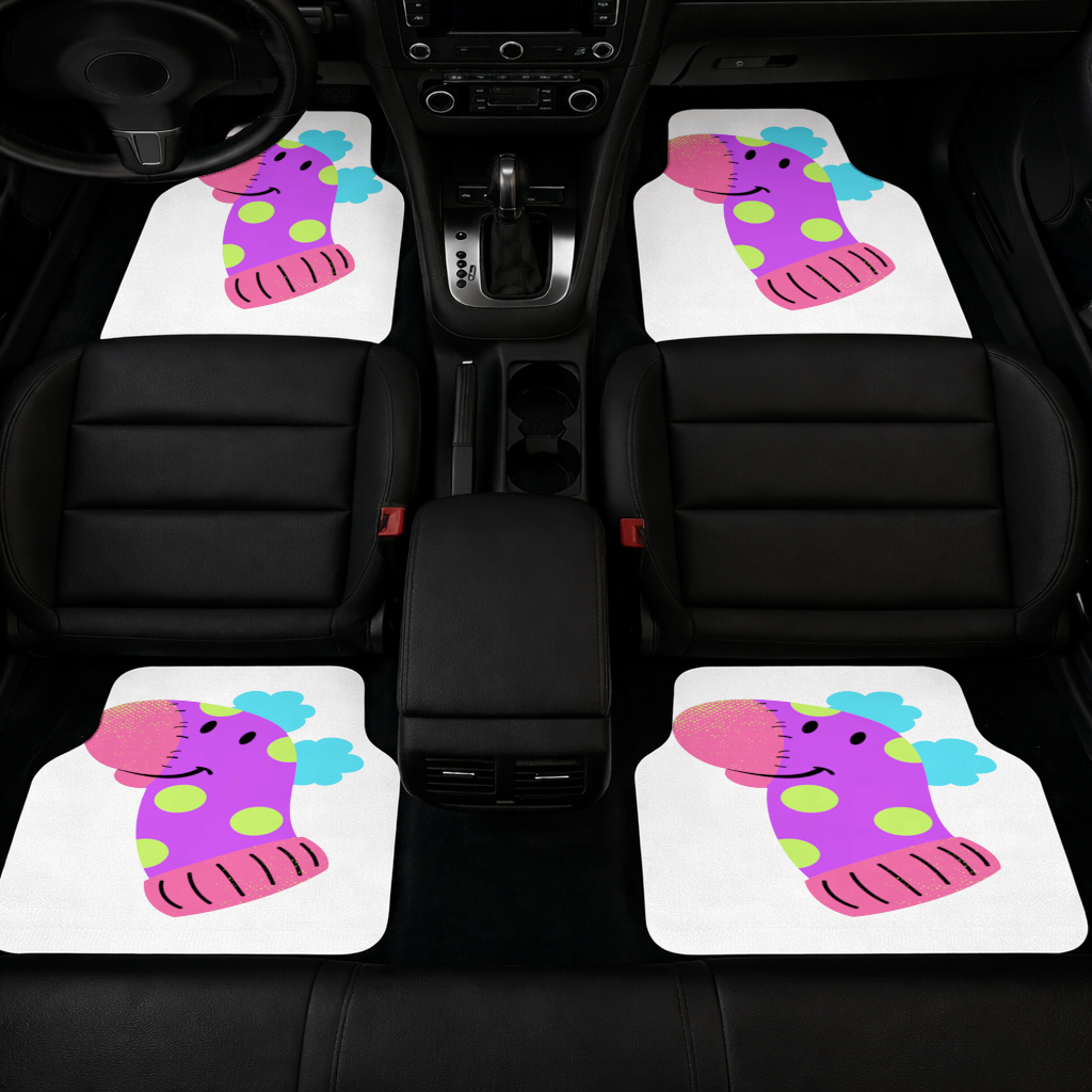 Sevimli Renkli Dinozor Çizimi Oto Paspası (4 Adet)