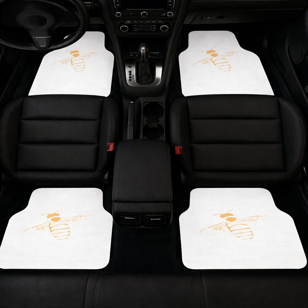 Minimal Orange Bee Illustration Car Floor Mats