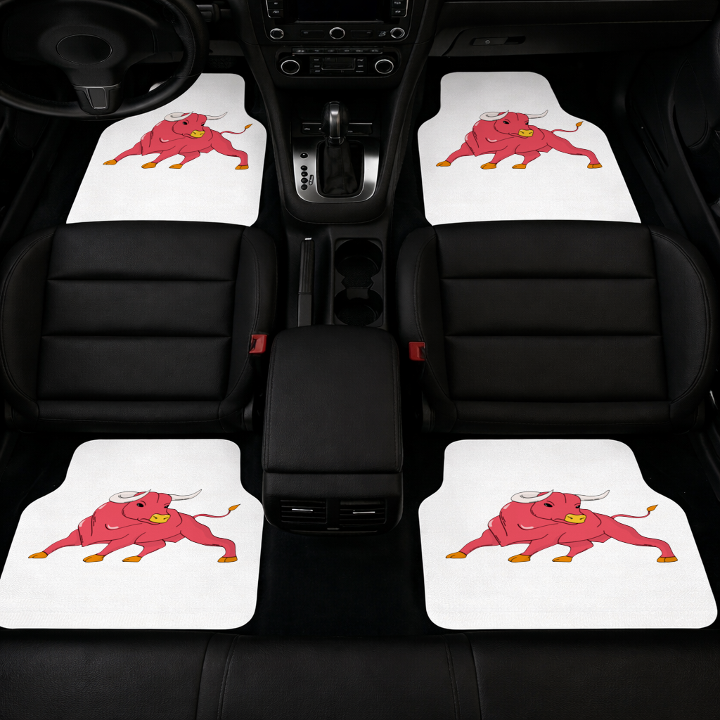 Spanish Red Bull Illustration Inspired by Matador Theme Car Floor Mats