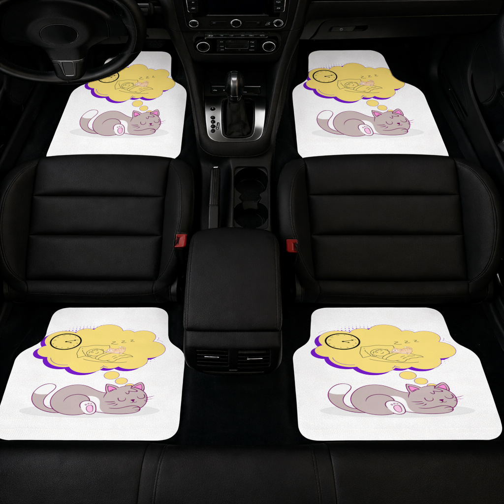 Cat Planning a 4 AM Zoomies Illustration Car Floor Mats