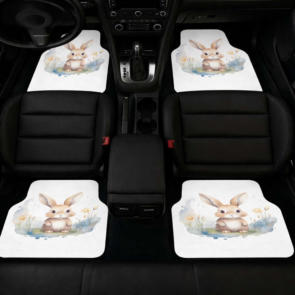 Cute Bunny Watercolor Illustration Car Floor Mats