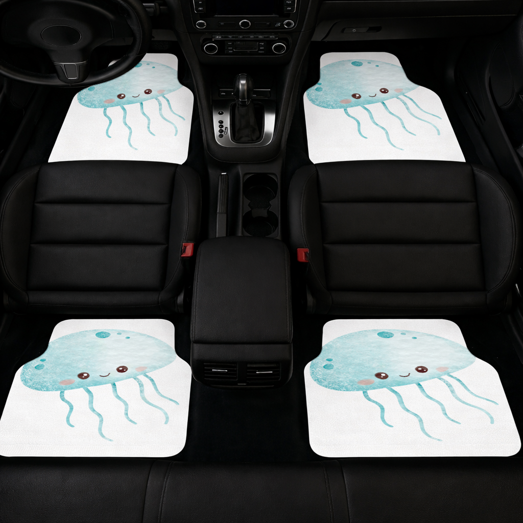 Cute Blue Jellyfish Character Car Floor Mats