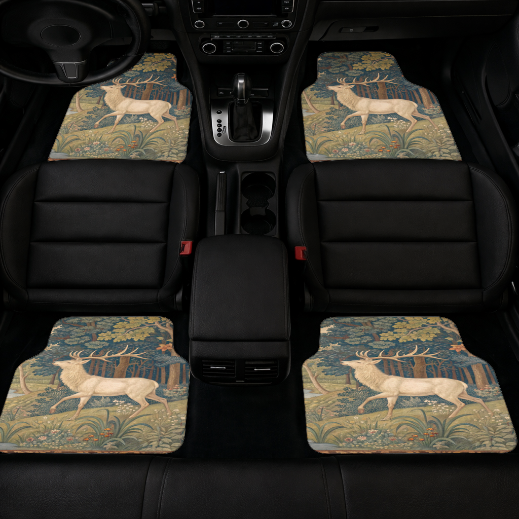 Noble Deer in Forest Landscape Classic Art Illustration Car Floor Mats