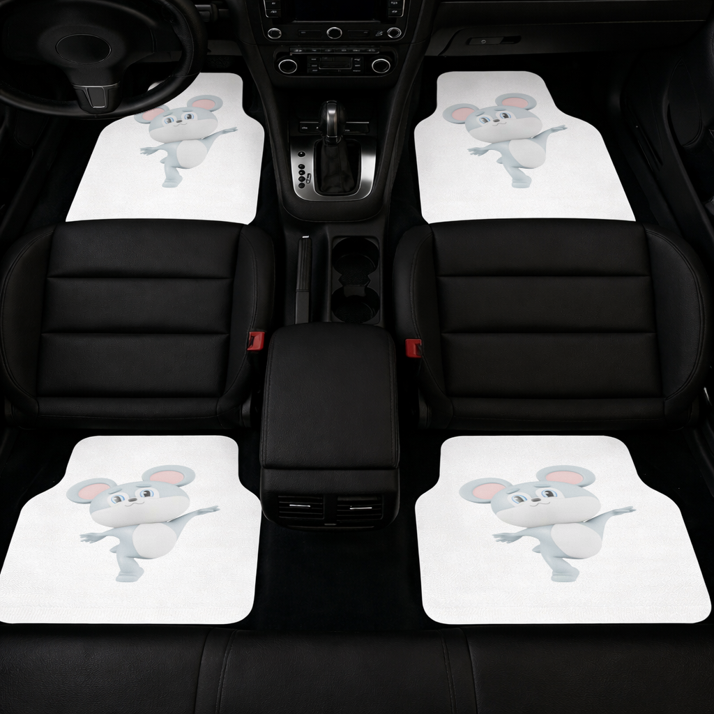 Dancing Cute Grey Mouse Character Car Floor Mats