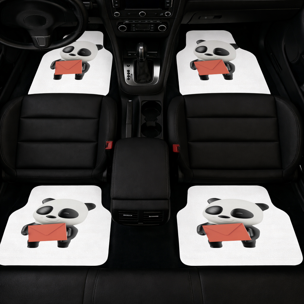 Happy Panda Character Holding Red Envelope Car Floor Mats