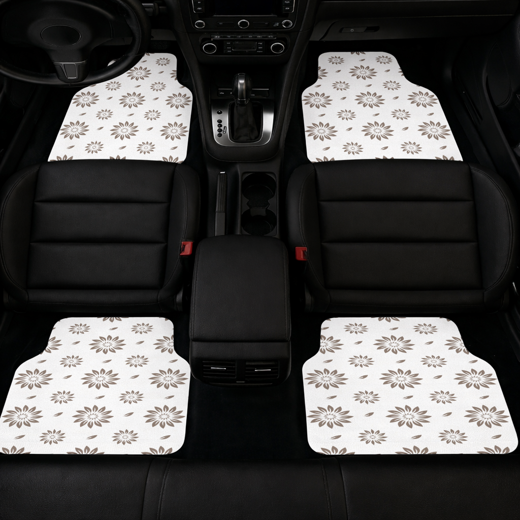 Minimalist Modern Brown Floral Pattern Car Floor Mats