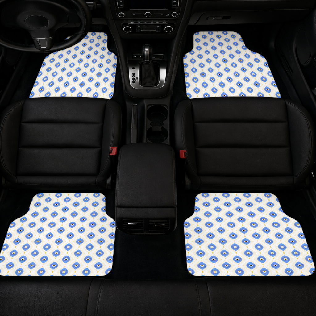 Modern Evil Eye Pattern with Sunburst Rays Car Floor Mats
