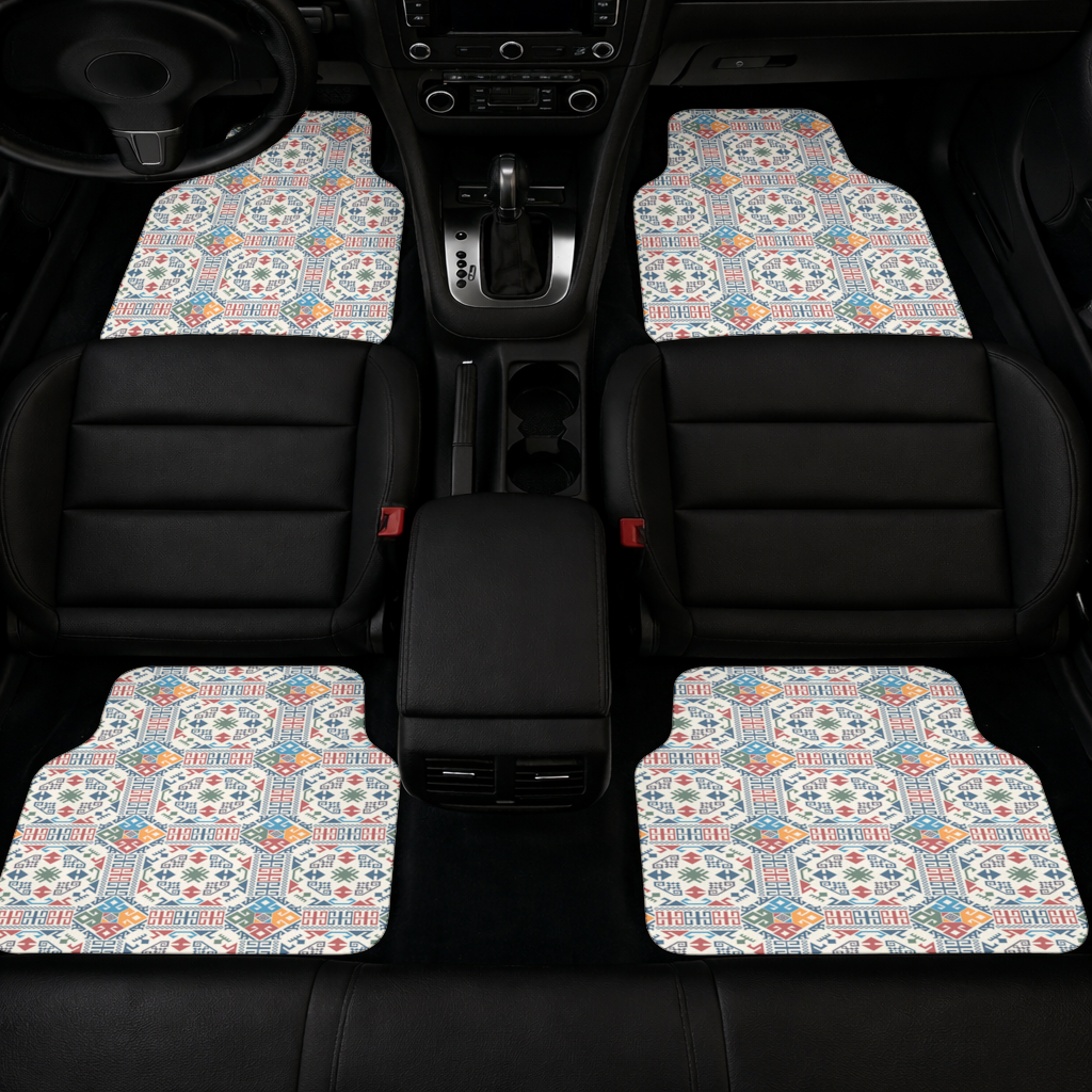 Multicolor Ethnic Geometric Motif Car Floor Mats
