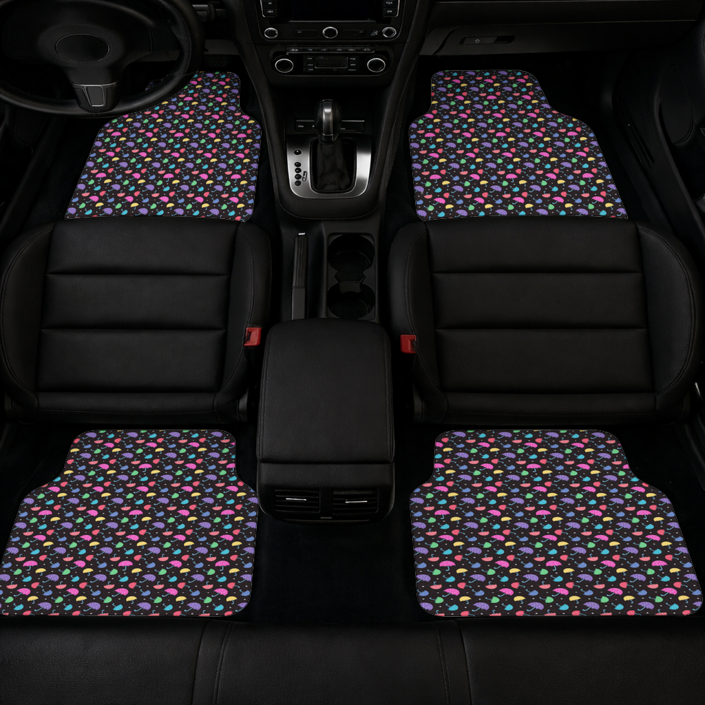 Colorful Heart Umbrellas Pattern Car Floor Mats