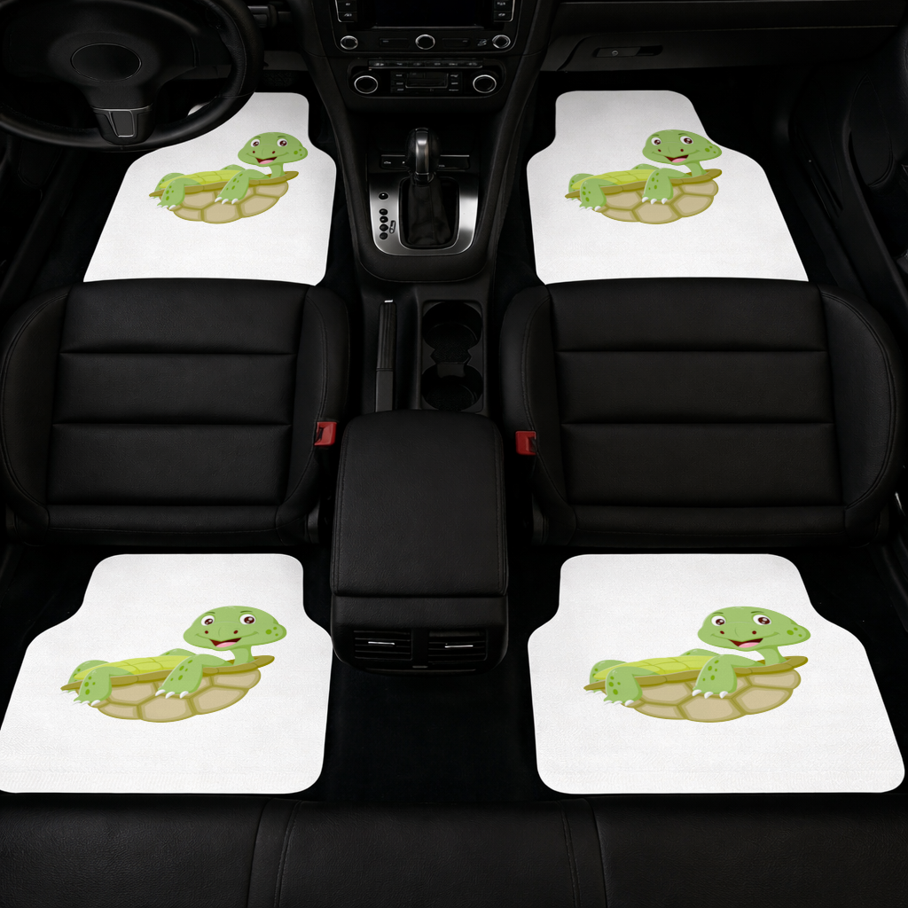 Happy Smiling Green Turtle in Shell Car Floor Mats