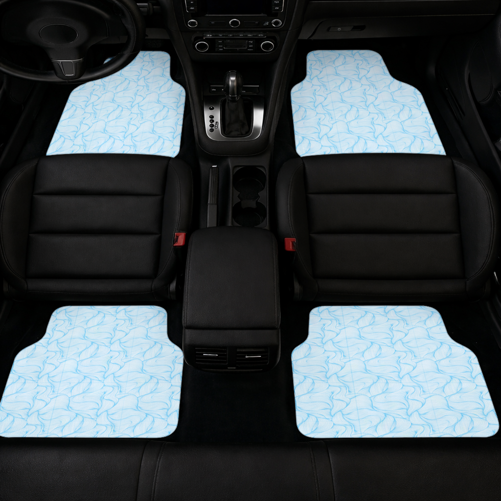 Blue Wavy Linear Abstract Pattern Car Floor Mats