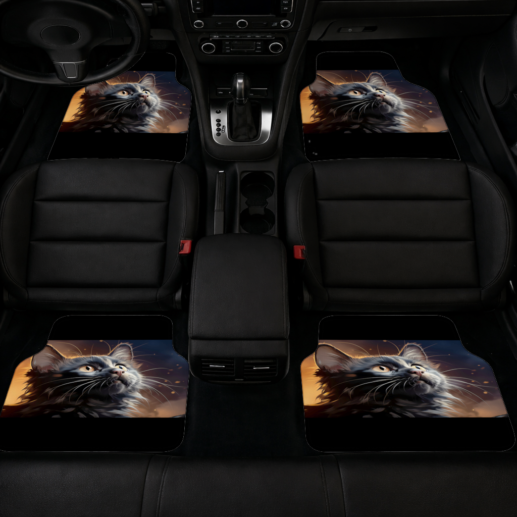 Siyah Kedi Dijital Sanat Oto Paspası (4 Adet)