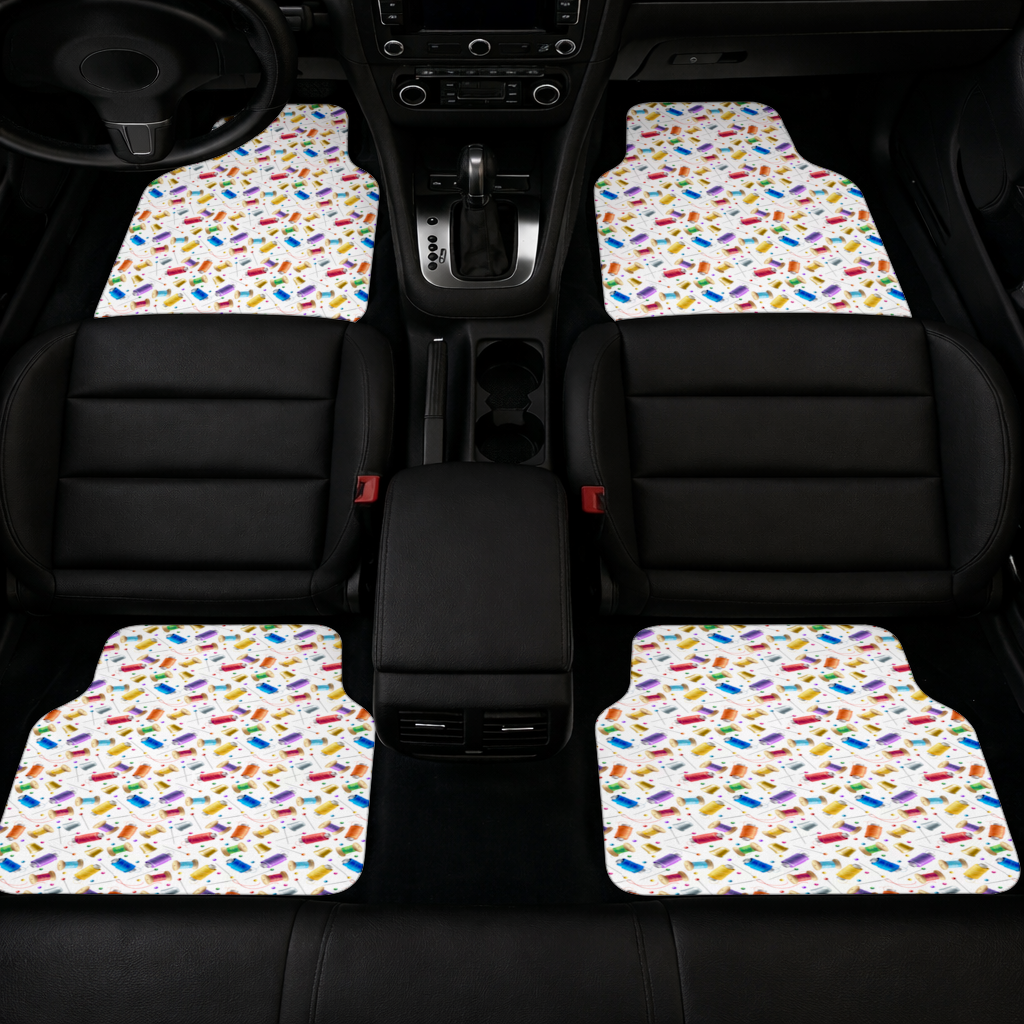 Colorful Thread Spools and Sewing Tools Pattern Car Floor Mats