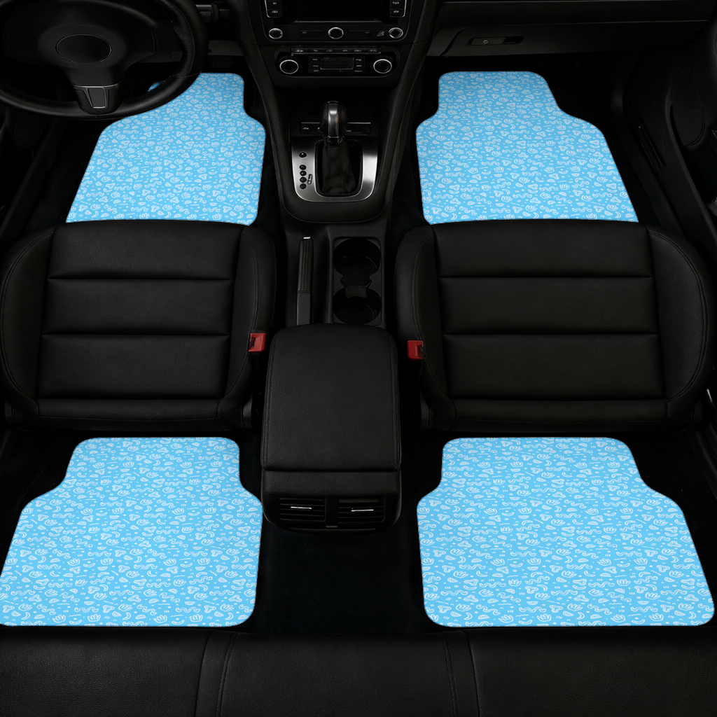 Blue Abstract Doodle Car Floor Mats