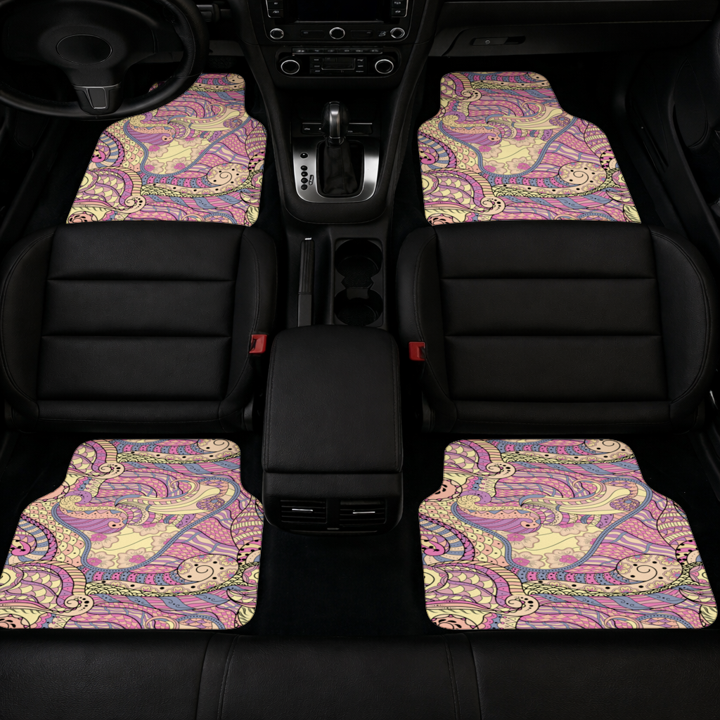 Psychedelic Zentangle Floral Car Floor Mats