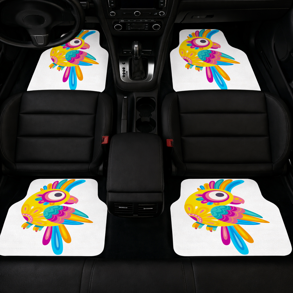 Vibrant Tropical Parrot Folk Car Floor Mats
