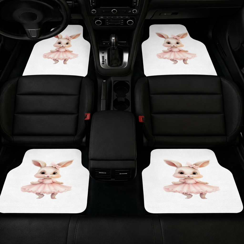 Kawaii Rabbit in Pink Ruffled Dress Car Floor Mats