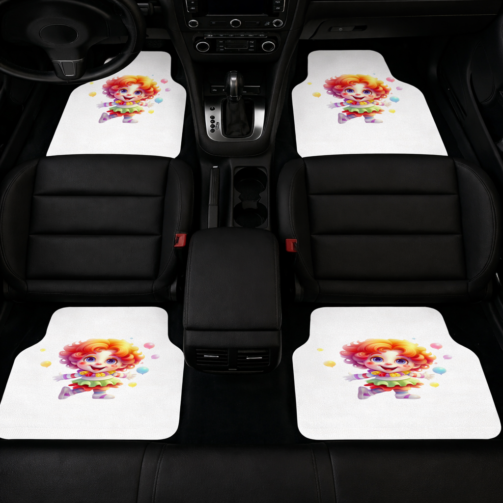 Cute Rainbow Hair Happy Clown Car Floor Mats
