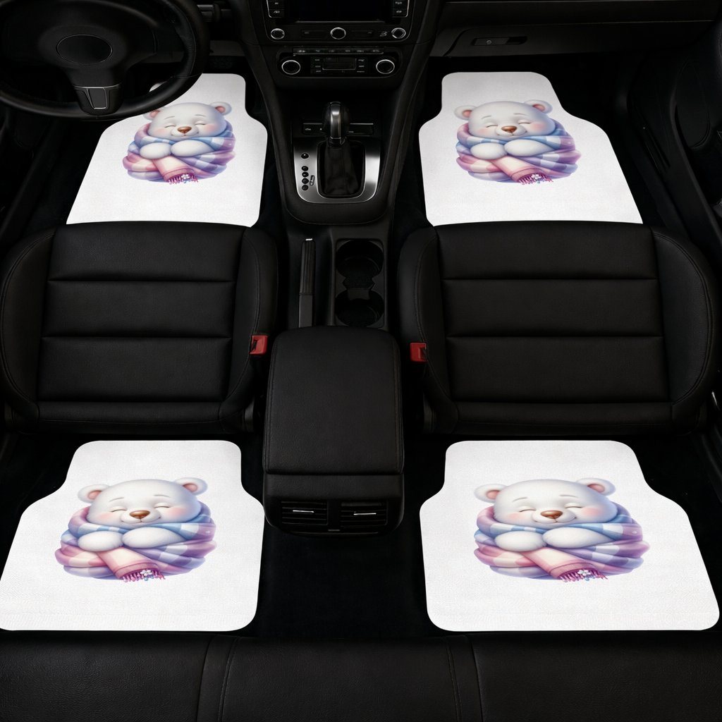 Cozy Sleepy Polar Bear Cub Car Floor Mats