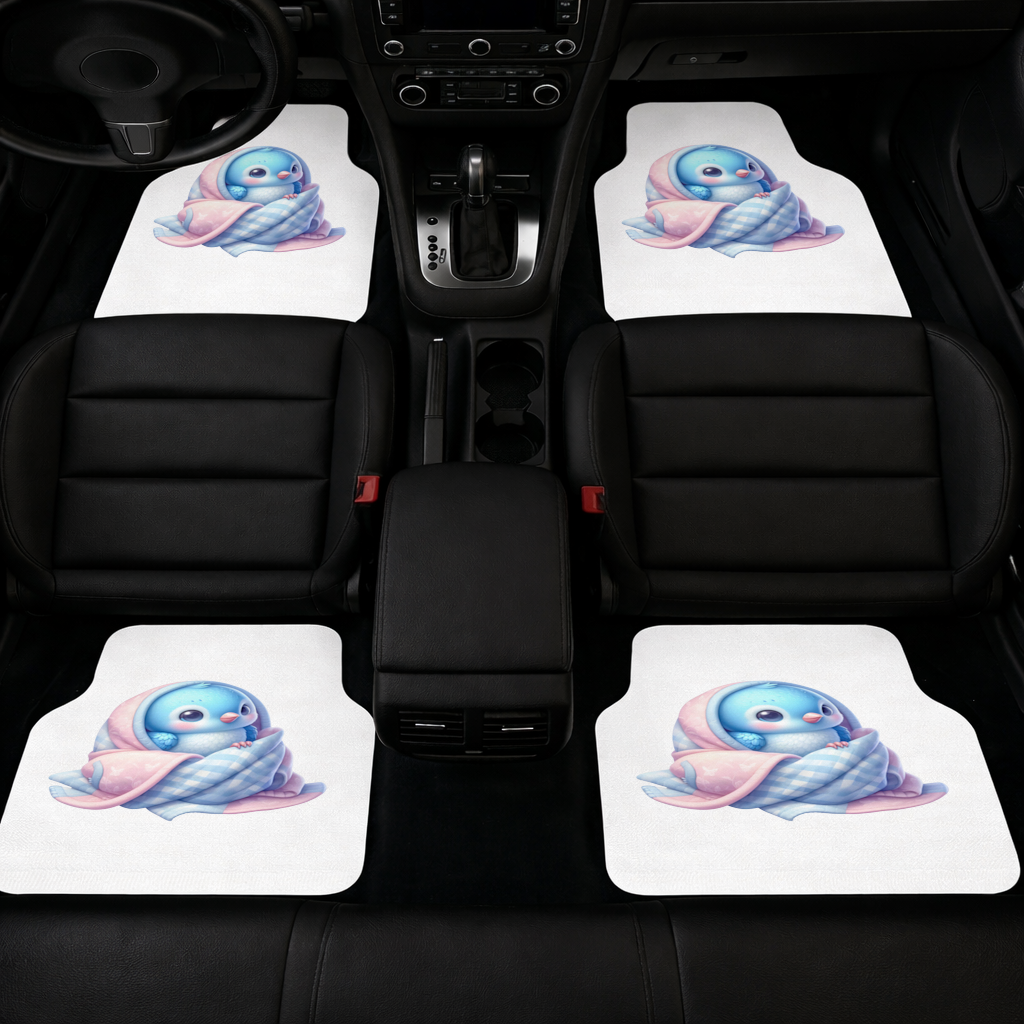 Kawaii Blue Bird in Blanket Car Floor Mats