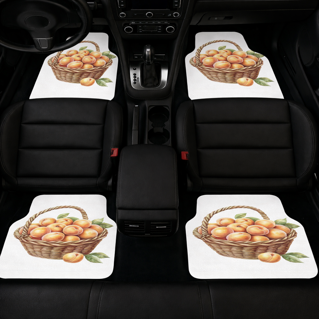 Fresh Peaches in Wicker Basket Car Floor Mats