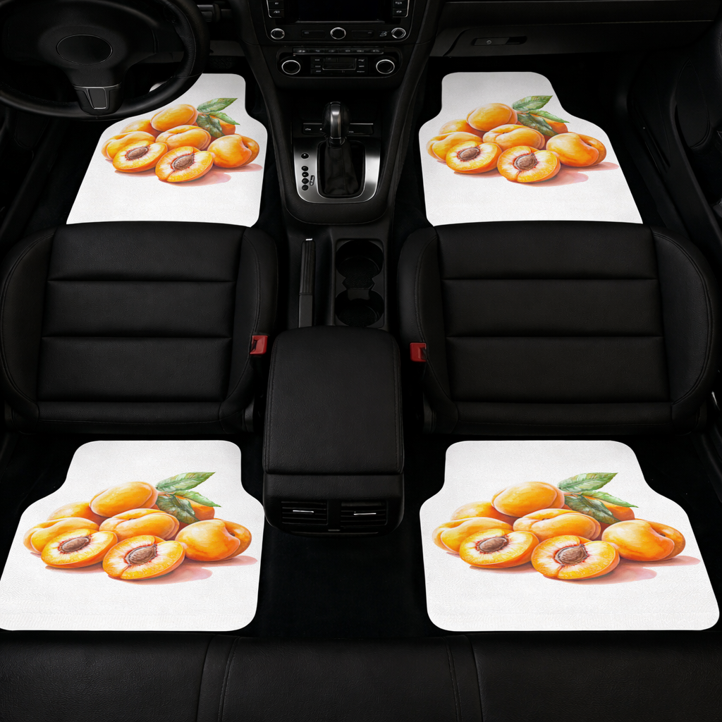 Watercolor Apricot and Leaves Car Floor Mats