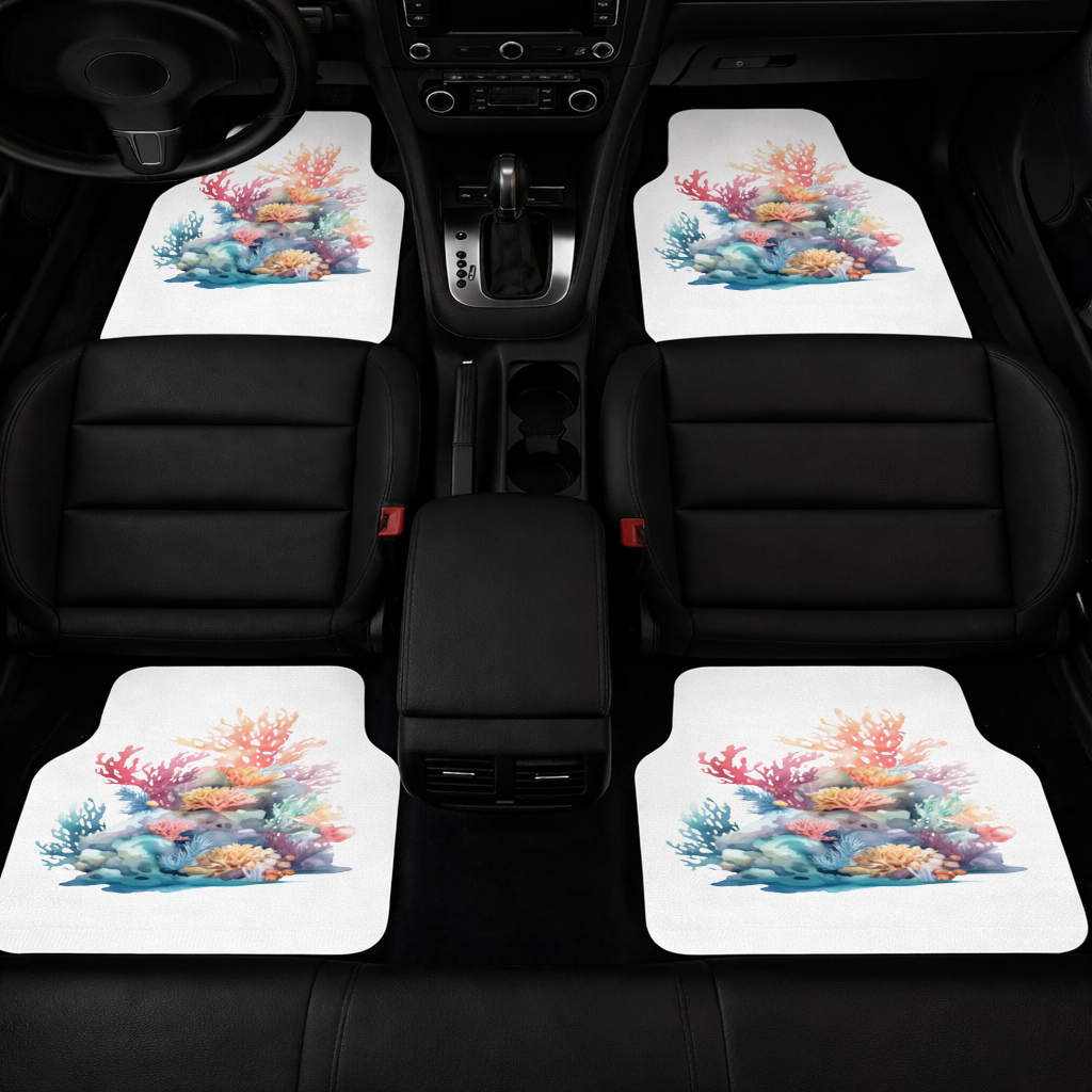 Vibrant Watercolor Coral Reef Scene Car Floor Mats