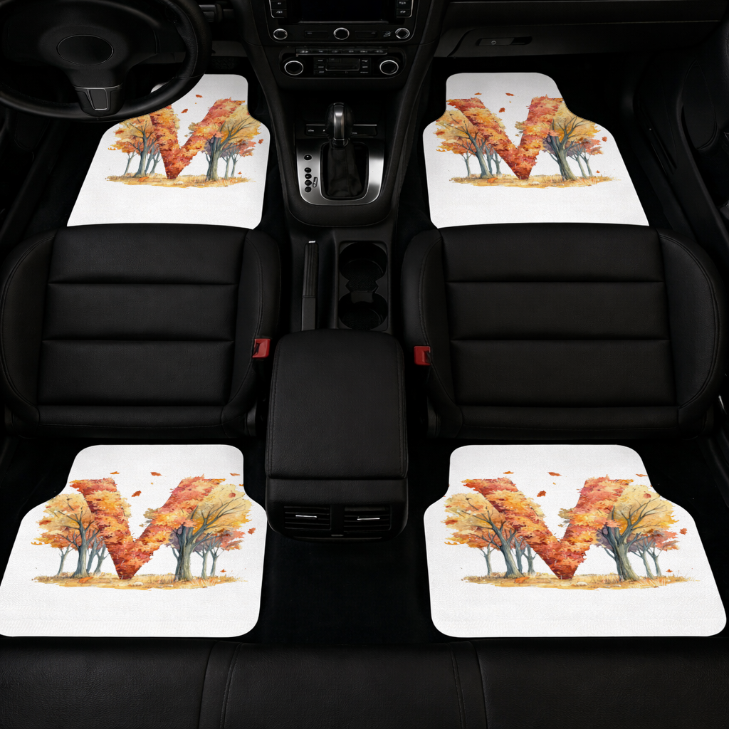 Orange Autumn Forest Letter M Car Floor Mats