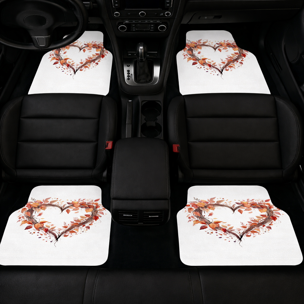 Autumn Leaves Heart Wreath Car Floor Mats