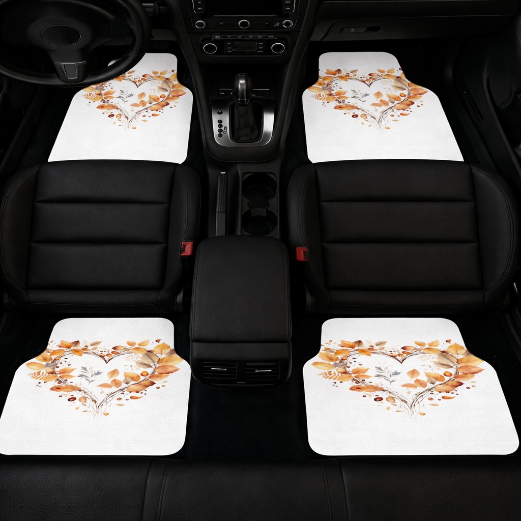 Orange Autumn Leaves Heart Car Floor Mats