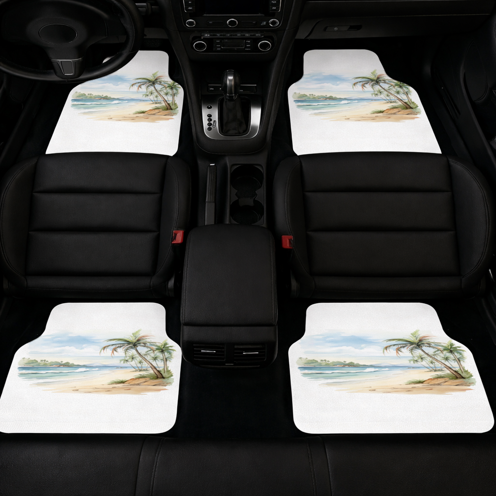 Tropical Palm Tree Beach Car Floor Mats